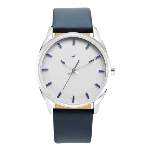 After Dark White Dial Leather Strap Watch for Guys 3273SL01