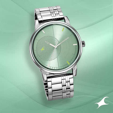 Fastrack Stunners Quartz Analog Green Dial Metal Strap Watch for Guys