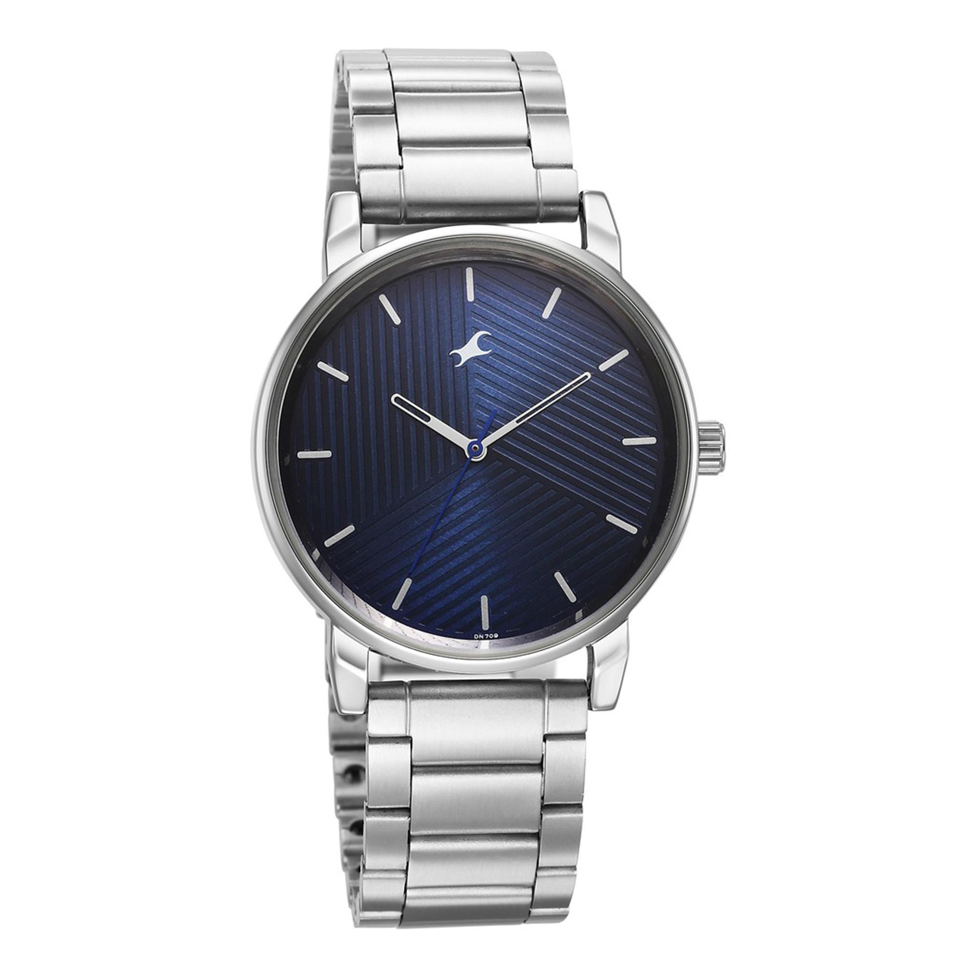 Fastrack Stunners Blue Dial Metal Strap Watch for Guys