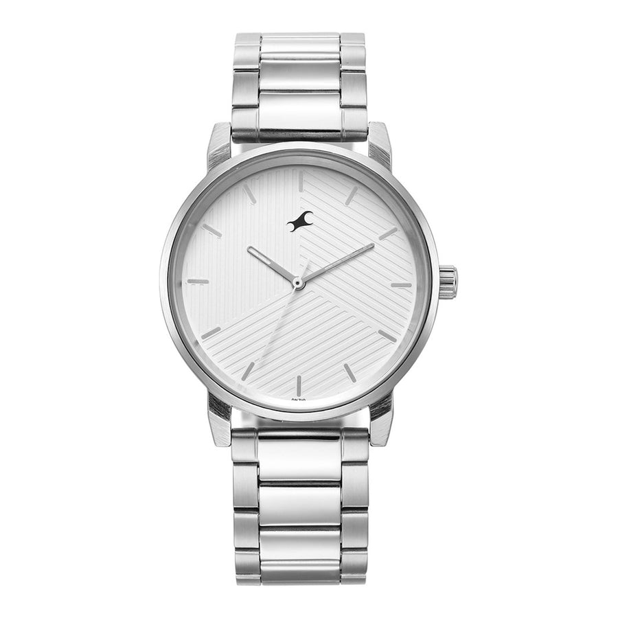 Fastrack Stunners Silver Dial Metal Strap Watch for Guys