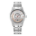 Fastrack Exuberant Quartz Analog with Day and Date Silver Dial Metal Strap Watch for Guys