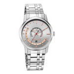 Fastrack Exuberant Quartz Analog with Day and Date Silver Dial Metal Strap Watch for Guys