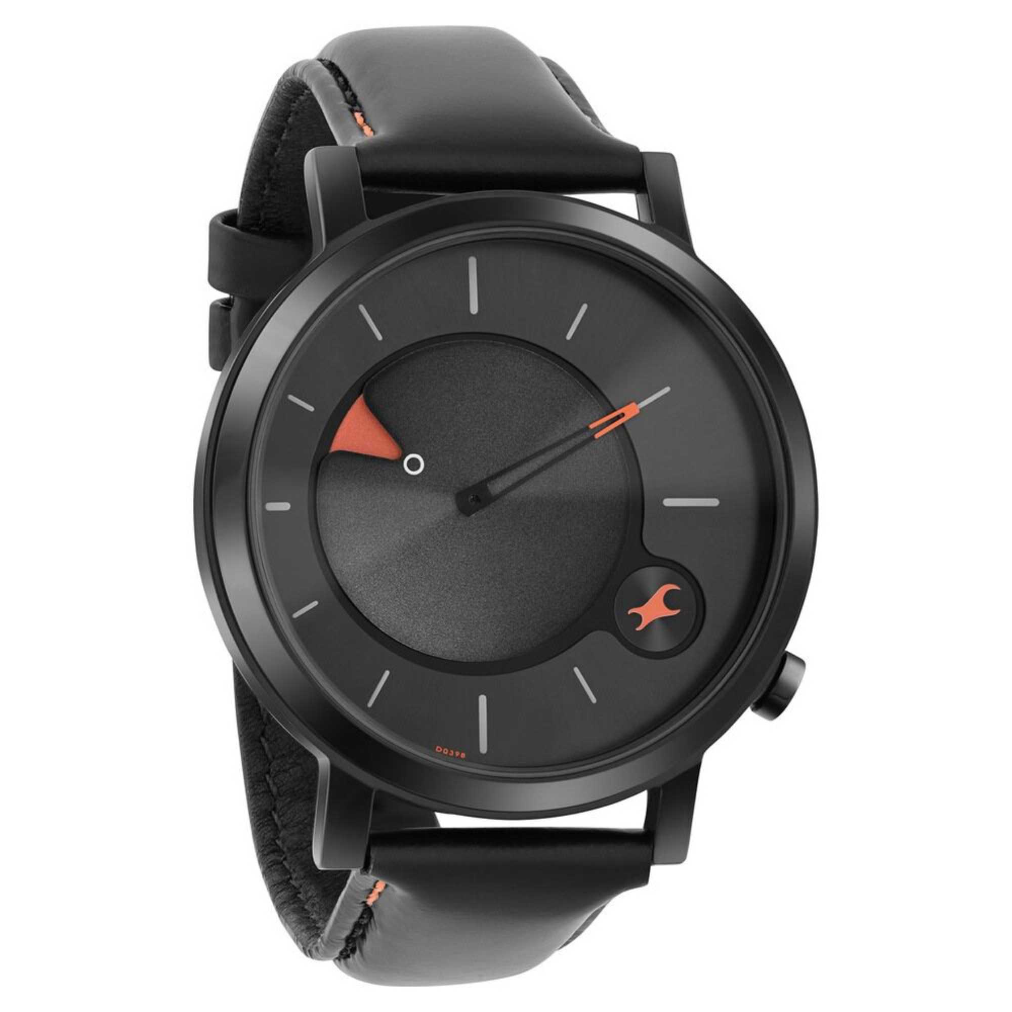 Fastrack MetaWe Quartz Analog Black Dial Leather Strap Watch For Guys