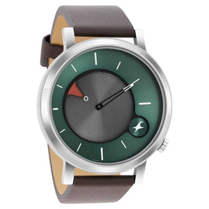 Fastrack MetaWe Quartz Analog Green Dial Leather Strap Watch For Guys