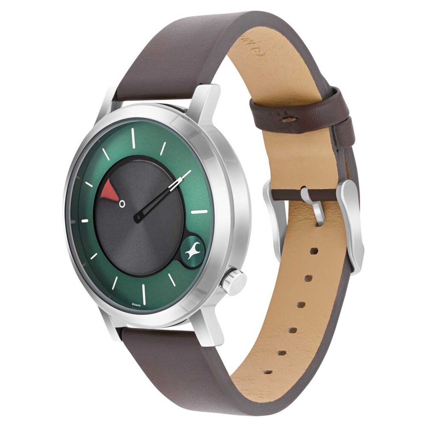 Fastrack MetaWe Quartz Analog Green Dial Leather Strap Watch For Guys