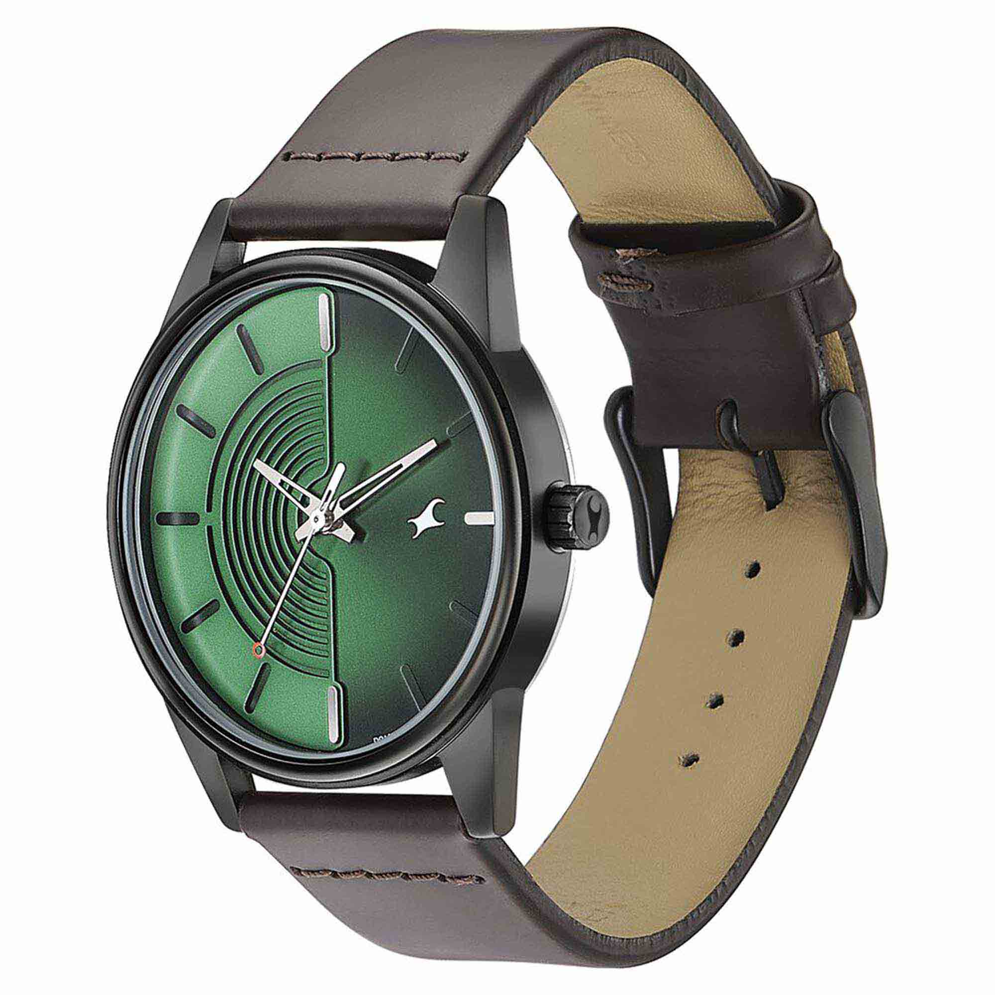 Fastrack Stunners Quartz Analog Green Dial Leather Strap Watch for Guys
