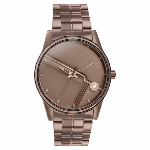 Fastrack Stunners Quartz Analog Brown Dial Stainless Steel Strap Watch for Guys