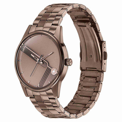 Fastrack Stunners Quartz Analog Brown Dial Stainless Steel Strap Watch for Guys