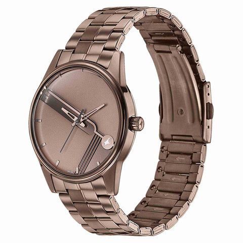 Fastrack Stunners Quartz Analog Brown Dial Stainless Steel Strap Watch for Guys