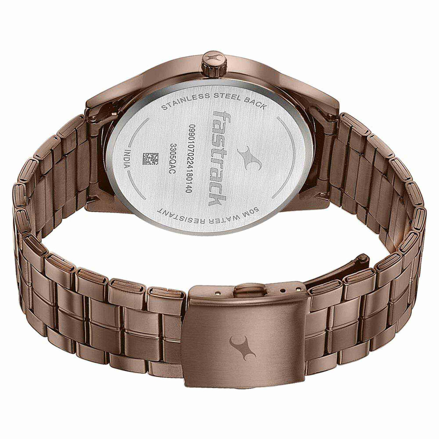 Fastrack Stunners Quartz Analog Brown Dial Stainless Steel Strap Watch for Guys