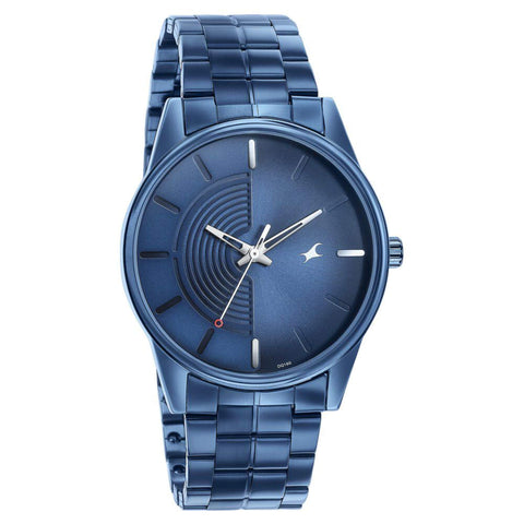 Fastrack Stunnerse Quartz Analog Blue Dial With Blue Metal Strap Watch for Guys