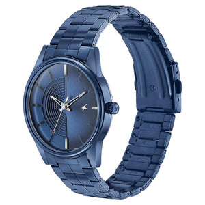 Fastrack Stunnerse Quartz Analog Blue Dial With Blue Metal Strap Watch for Guys
