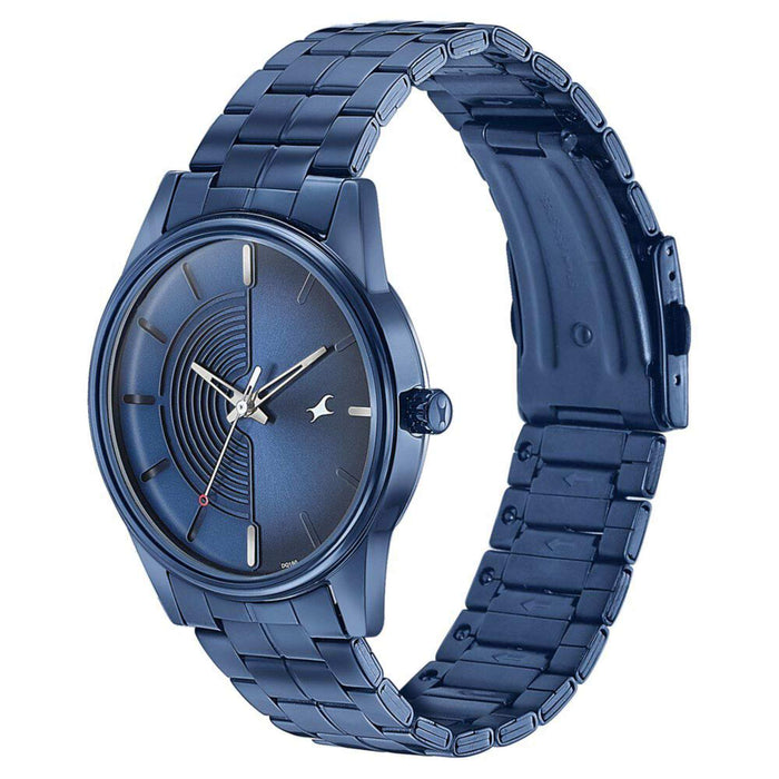 Fastrack Stunnerse Quartz Analog Blue Dial With Blue Metal Strap Watch for Guys