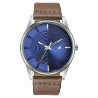 Fastrack Stunners Quartz Analog Blue Dial Leather Strap Watch for Guys