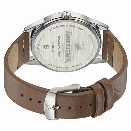 Fastrack Stunners Quartz Analog Blue Dial Leather Strap Watch for Guys