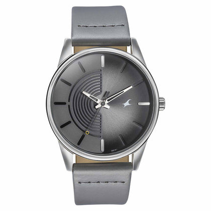 Fastrack Stunners Quartz Analog Grey Dial Grey Leather Strap Watch For Guys