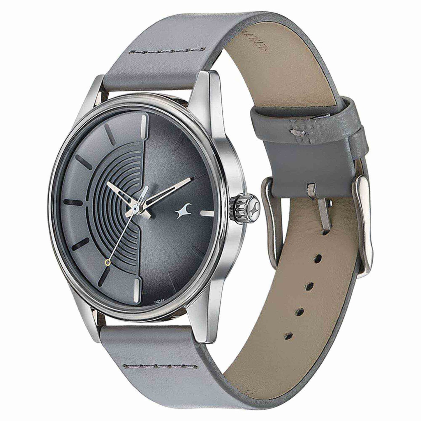 Fastrack Stunners Quartz Analog Grey Dial Grey Leather Strap Watch For Guys