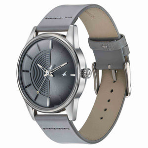 Fastrack Stunners Quartz Analog Grey Dial Grey Leather Strap Watch For Guys