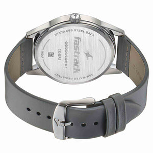 Fastrack Stunners Quartz Analog Grey Dial Grey Leather Strap Watch For Guys