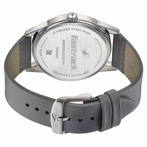 Fastrack Stunners Quartz Analog Grey Dial Grey Leather Strap Watch For Guys