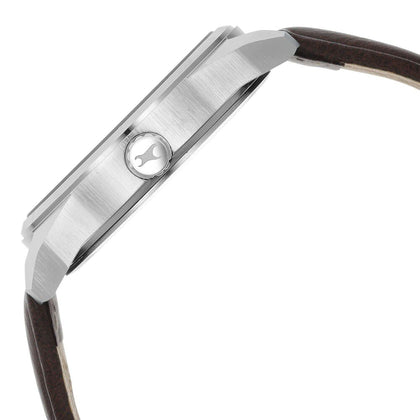 Fastrack Fleek Quartz Analog with Day and Date Blue Dial Leather Strap Watch For Guys