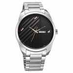 Fastrack Fleek Quartz Analog with Day and Date Black Dial Stainless Steel Strap Watch For Guys