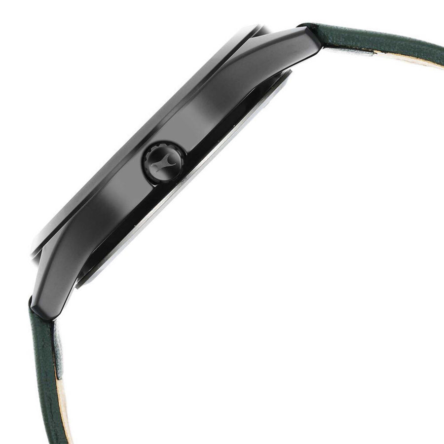 Fastrack Stunners Quartz Analog Black Dial Green Leather Strap Watch For Guys