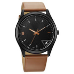 Fastrack Stunners Quartz Analog Black Dial Brown Leather Strap Watch For Guys