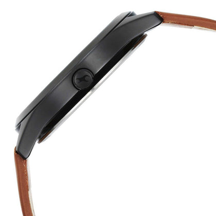 Fastrack Stunners Quartz Analog Black Dial Brown Leather Strap Watch For Guys