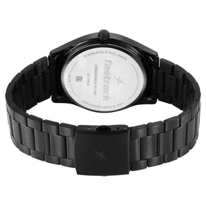 Fastrack Stunners Quartz Analog Black Dial Black Metal Strap Watch For Guys