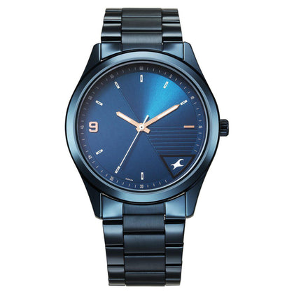 Fastrack Stunners Quartz Analog Blue Dial Blue Metal Strap Watch For Guys