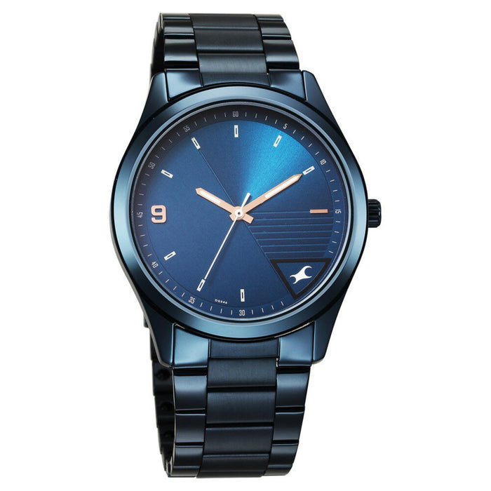 Fastrack Stunners Quartz Analog Blue Dial Blue Metal Strap Watch For Guys