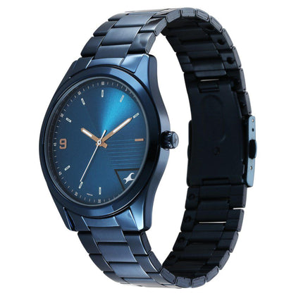 Fastrack Stunners Quartz Analog Blue Dial Blue Metal Strap Watch For Guys