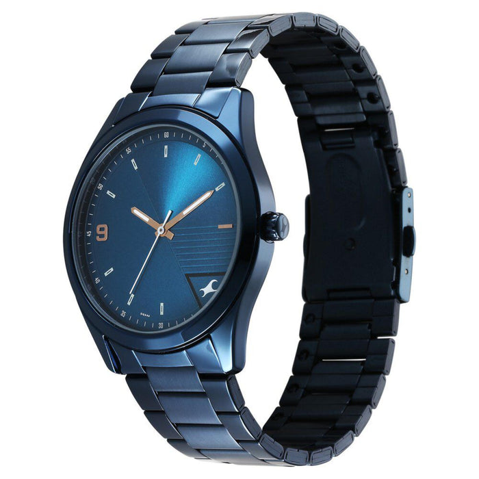 Fastrack Stunners Quartz Analog Blue Dial Blue Metal Strap Watch For Guys