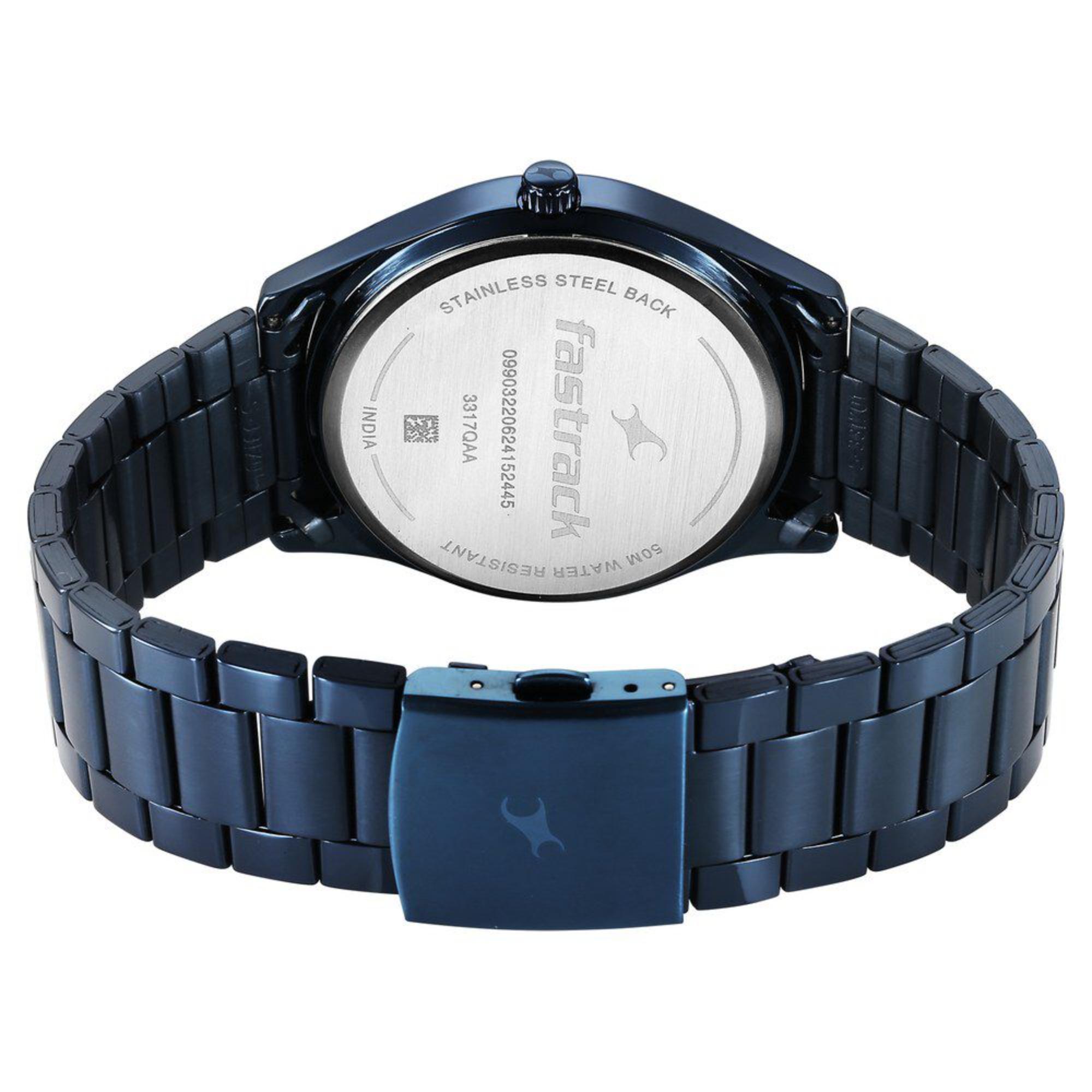 Fastrack Stunners Quartz Analog Blue Dial Blue Metal Strap Watch For Guys