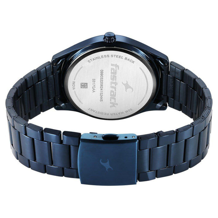 Fastrack Stunners Quartz Analog Blue Dial Blue Metal Strap Watch For Guys