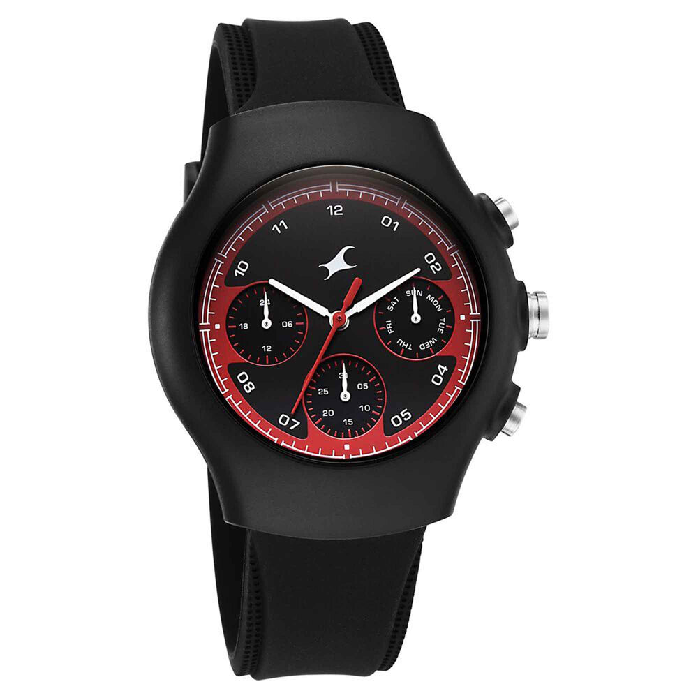 Fastrack Hype Multifunction with Black dial Black Silicon Strap watch for Guys