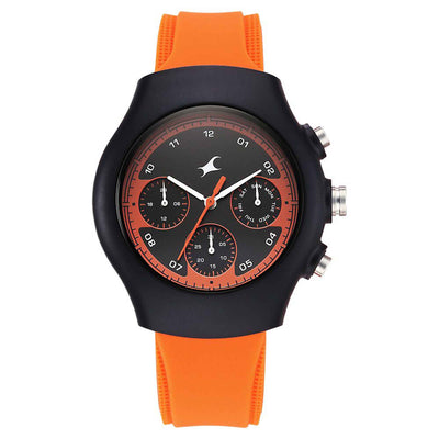 Fastrack Hype Multifunction with Black dial Orange Silicon Strap watch for Guys