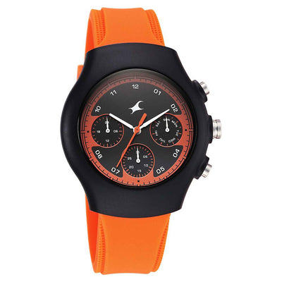 Fastrack Hype Multifunction with Black dial Orange Silicon Strap watch for Guys