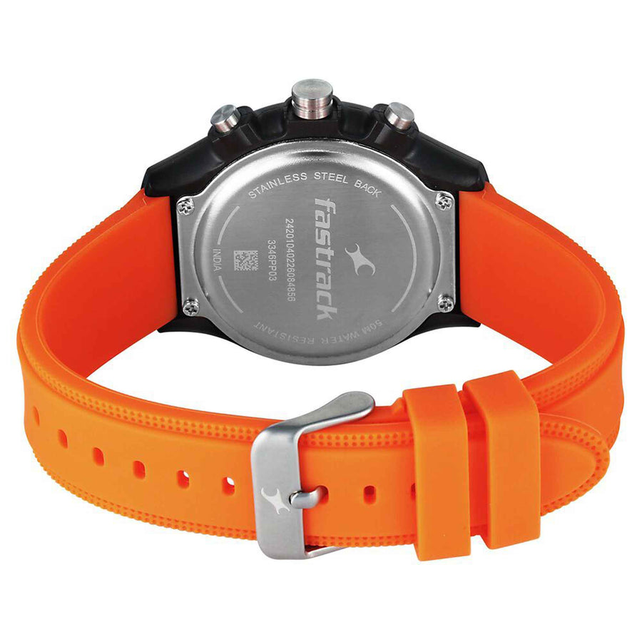Fastrack Hype Multifunction with Black dial Orange Silicon Strap watch for Guys