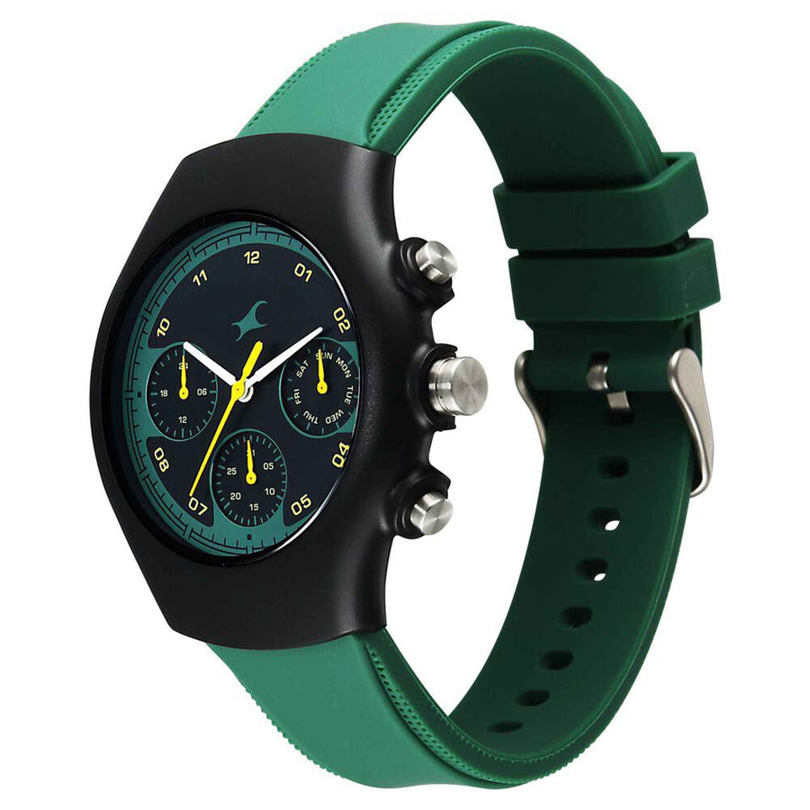 Fastrack Hype Multifunction with Black dial Green Silicon Strap watch for Guys