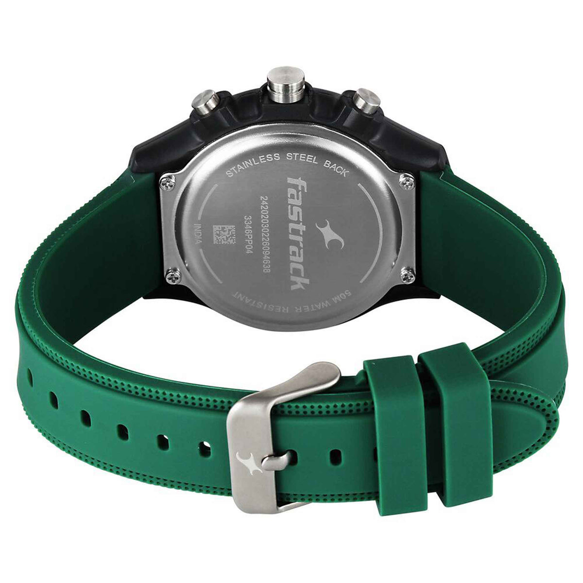 Fastrack Hype Multifunction with Black dial Green Silicon Strap watch for Guys