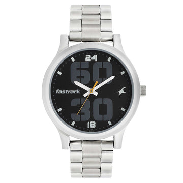Fastrack Bold Quartz Analog Black Dial Stainless Steel Strap Watch for Guys