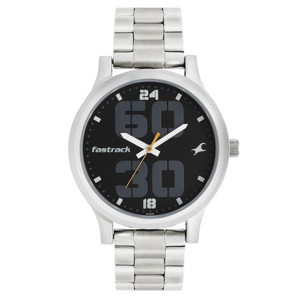 Fastrack Bold Quartz Analog Black Dial Stainless Steel Strap Watch for Guys