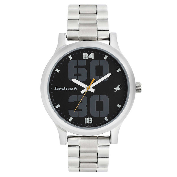 Fastrack Bold Quartz Analog Black Dial Stainless Steel Strap Watch for Guys