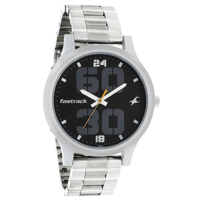 Fastrack Bold Quartz Analog Black Dial Stainless Steel Strap Watch for Guys