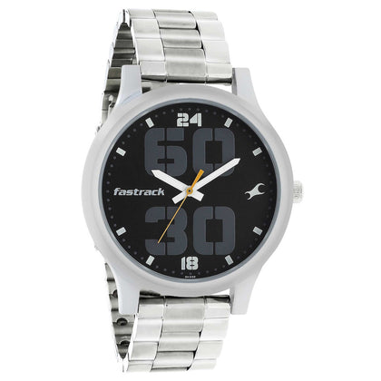 Fastrack Bold Quartz Analog Black Dial Stainless Steel Strap Watch for Guys