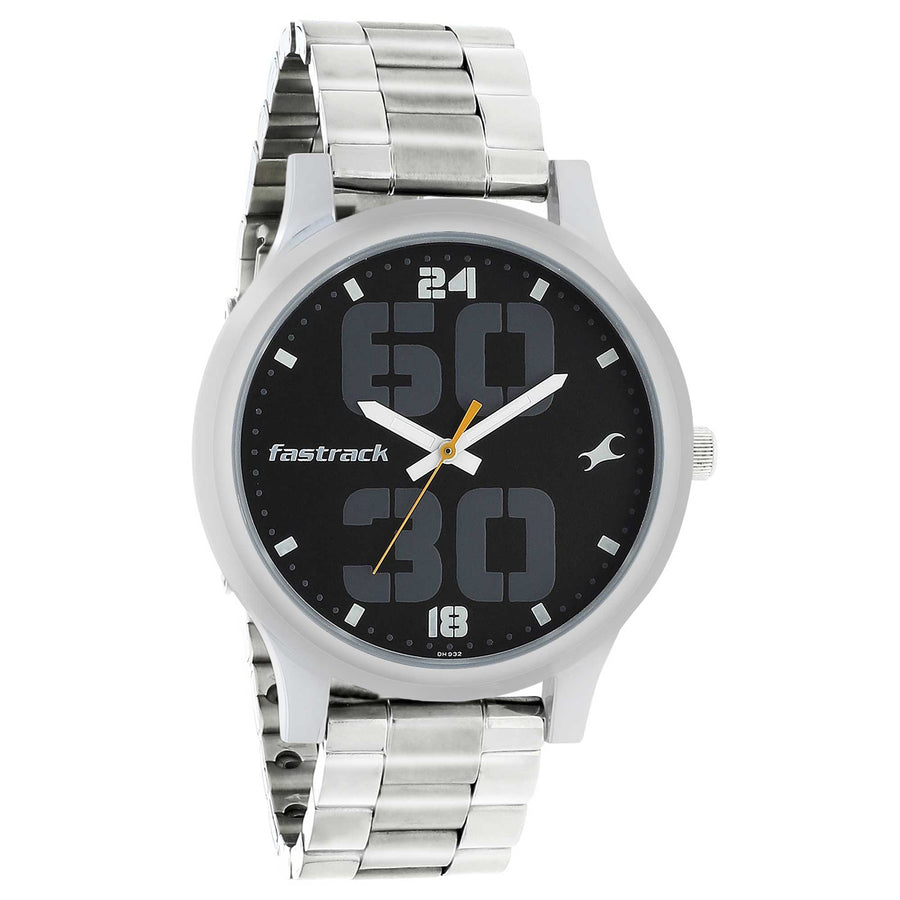 Fastrack Bold Quartz Analog Black Dial Stainless Steel Strap Watch for Guys