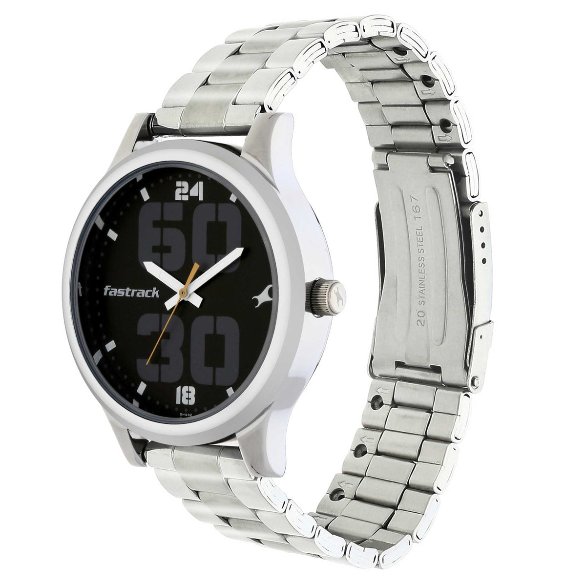 Fastrack Bold Quartz Analog Black Dial Stainless Steel Strap Watch for Guys