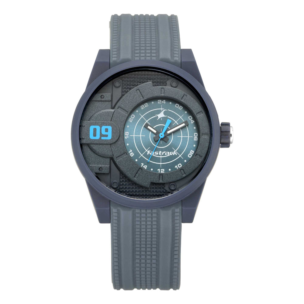 Fastrack Fashion Black Dial Grey Silicone Strap Analog Watch for Men